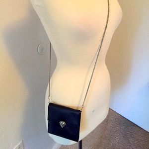 Brighton Black Leather Chain Crossbody Purse